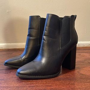 Black Boots - Black Ankle Booties - Black Heeled Boot Size 8.5